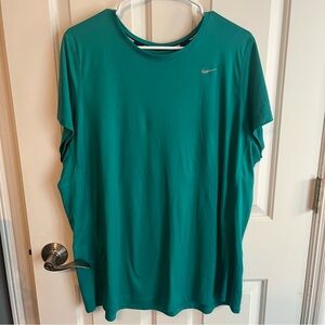 Nike Dri-Fit Women's Running T-Shirt Athletic Workout, Green, Plus Size 3X